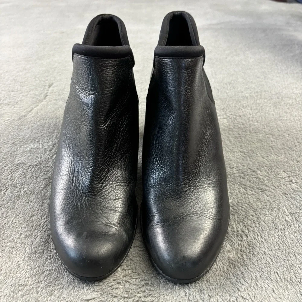Clarks Boots Womens 8 M‎ Adya Bella Ankle Booties Black Heels Pull On Casual